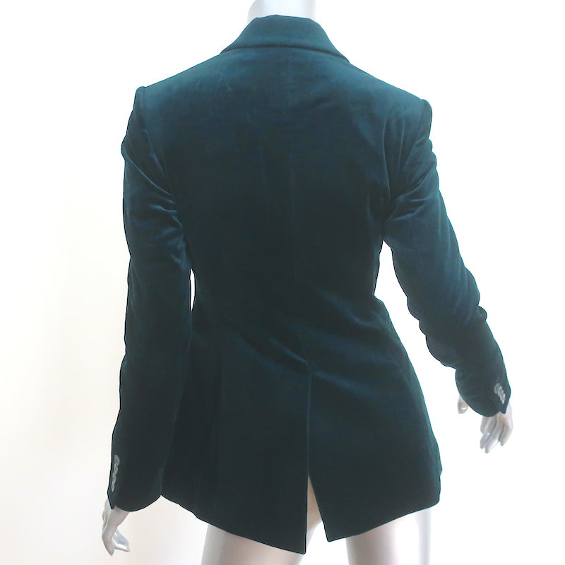 Theory Velvet Power Jacket Teal Size 0 One-Button Blazer