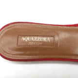 Aquazzura Wild Thing Flat Slide Sandals Red Fringed Suede Size 37.5