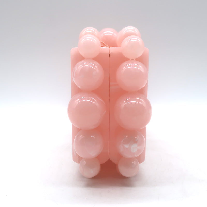 Cult Gaia Eos Box Clutch Pearlescent Pink Acrylic NEW