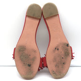 Aquazzura Wild Thing Flat Slide Sandals Red Fringed Suede Size 37.5