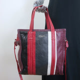 Balenciaga Bazar S Shopper Tote Red/Multi Striped Leather Crossbody Bag