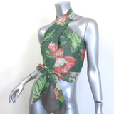 Erdem Luna Cropped Halterneck Wrap Top Green Floral Print Linen Size US 6 NEW