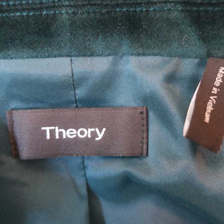 Theory Velvet Power Jacket Teal Size 0 One-Button Blazer