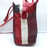 Balenciaga Bazar S Shopper Tote Red/Multi Striped Leather Crossbody Bag