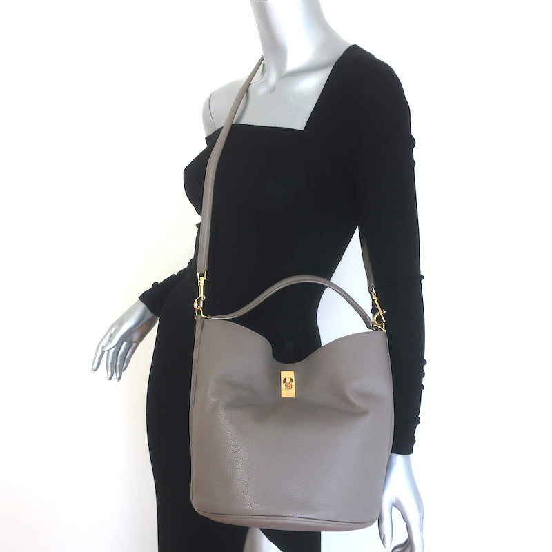 Celine Bucket 16 Bag Taupe Grained Leather Crossbody