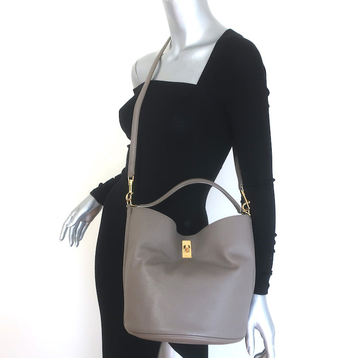 Celine Bucket 16 Bag Taupe Grained Leather Crossbody