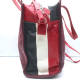 Balenciaga Bazar S Shopper Tote Red/Multi Striped Leather Crossbody Bag