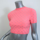 Alexander Wang Crystal Logo Crop Top Pink Size Small Short Sleeve Tee NEW