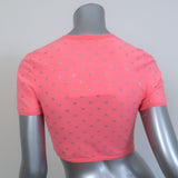 Alexander Wang Crystal Logo Crop Top Pink Size Small Short Sleeve Tee NEW