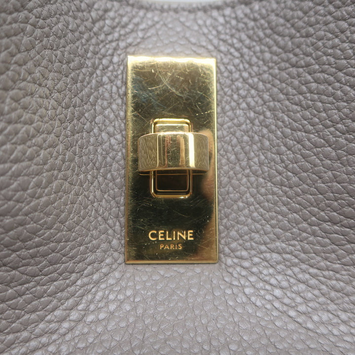 Celine Bucket 16 Bag Taupe Grained Leather Crossbody
