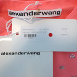 Alexander Wang Crystal Logo Crop Top Pink Size Small Short Sleeve Tee NEW