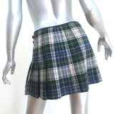 Polo Ralph Lauren Tartan Pleated Mini Skirt Green & Blue Wool Plaid Size 2