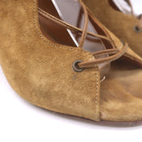 Saint Laurent Babies lace-up open-toe sandals, tan suede, pre-owned authentic designer heels