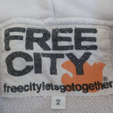 FREECITY Embroidered Logo Zip-Up Hoodie Sweatshirt Off-White Size 2