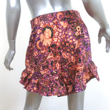 Ulla Johnson Ambre Frilled Shorts Purple Printed Cotton Size 6