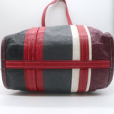Balenciaga Bazar S Shopper Tote Red/Multi Striped Leather Crossbody Bag