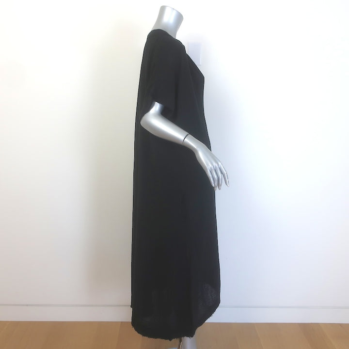 9seed Tunisia Short Sleeve Cover-Up Midi Dress Black Cotton Gauze One Size