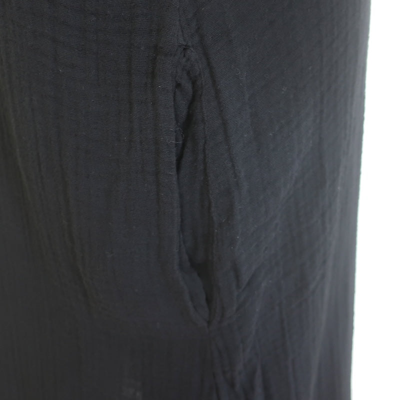 9seed Tunisia Short Sleeve Cover-Up Midi Dress Black Cotton Gauze One Size