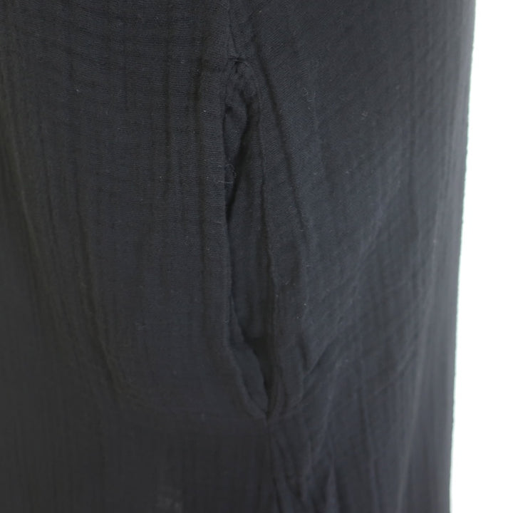9seed Tunisia Short Sleeve Cover-Up Midi Dress Black Cotton Gauze One Size