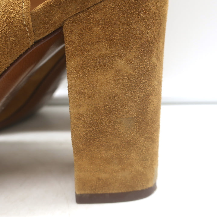 Saint Laurent Babies lace-up open-toe sandals in tan suede, authentic pre-owned, size 37