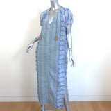Bell Kaftan Midi Dress Blue Paisley Print Cotton-Silk Size Small NEW