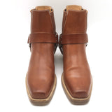 RE/DONE Cavalry Harness Boots Caramel Burnished Leather Size 38