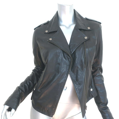 Malibu Road Prince Leather Motorcycle Jacket Black Size Medium