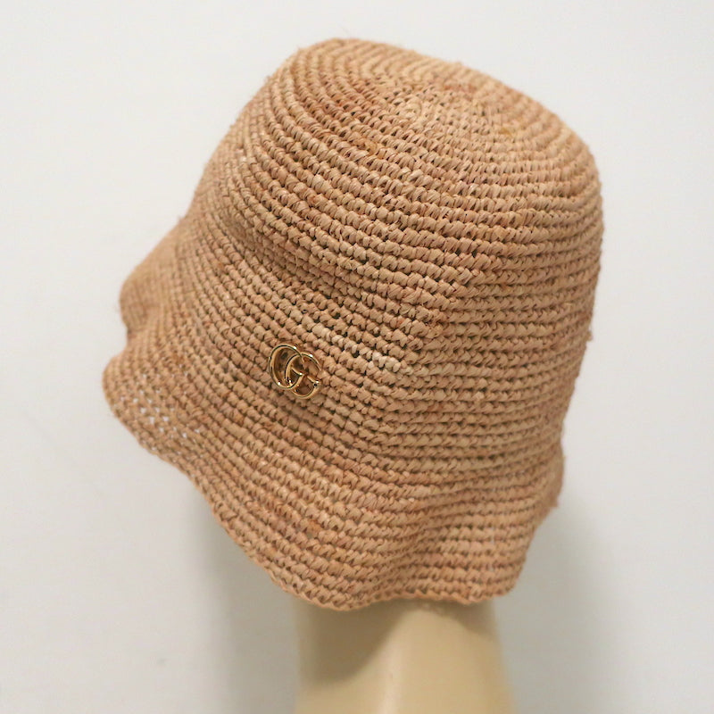 Gucci GG Straw Bucket Hat Size Small