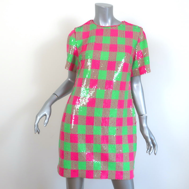 Trina Turk Lupine Sequined Checkerboard Mini Dress Pink & Green Size 6 Celebrity Owned Trina Turk Lupine Sequined Checkerboard Mini Dress Pink & Green Size 6 Celebrity Owned