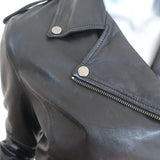 Malibu Road Prince Leather Motorcycle Jacket Black Size Medium