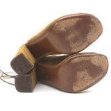 Saint Laurent Babies lace-up sandals, tan suede open-toe heels, authentic pre-owned luxury, size 37