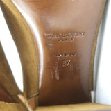 Saint Laurent Babies lace-up sandals in tan suede open-toe heels, pre-owned authentic designer condition