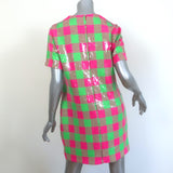 Trina Turk Lupine Sequined Checkerboard Mini Dress Pink & Green Size 6 NEW