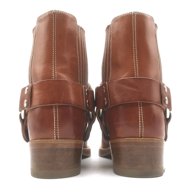 RE/DONE Cavalry Harness Boots Caramel Burnished Leather Size 38