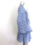 Authentic Lisa Marie Fernandez wide-sleeve blue and white cotton striped mini dress, gently pre-owned.