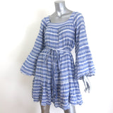 Lisa Marie Fernandez wide-sleeve blue-and-white striped cotton mini dress, authentic pre-owned, gently worn, size 1