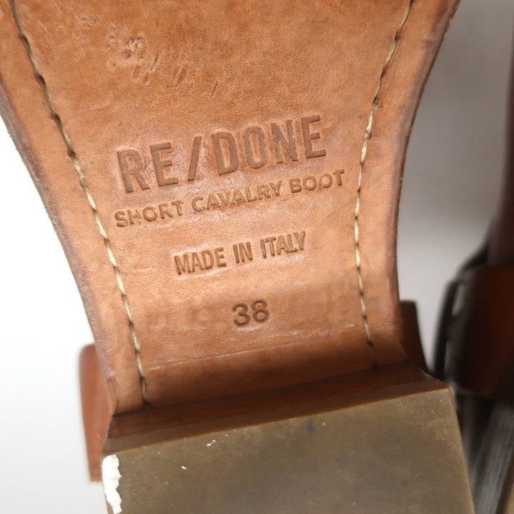 RE/DONE Cavalry Harness Boots Caramel Burnished Leather Size 38
