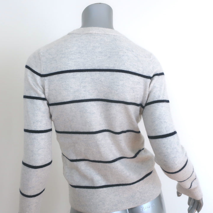 Vince Striped Cashmere Crewneck Sweater Heather Gray/Navy Size Extra Small