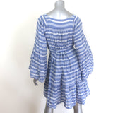 Lisa Marie Fernandez wide-sleeve striped mini dress, blue and white cotton, pre-owned, gently worn