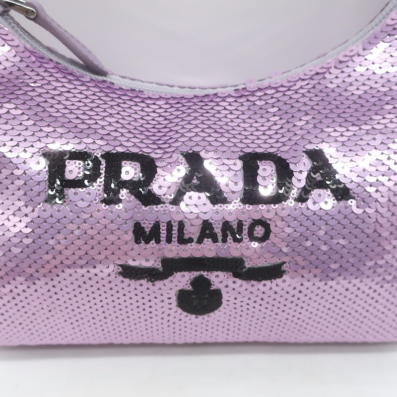 Prada Sequin Re-Edition 2000 Mini Shoulder Bag Lilac
