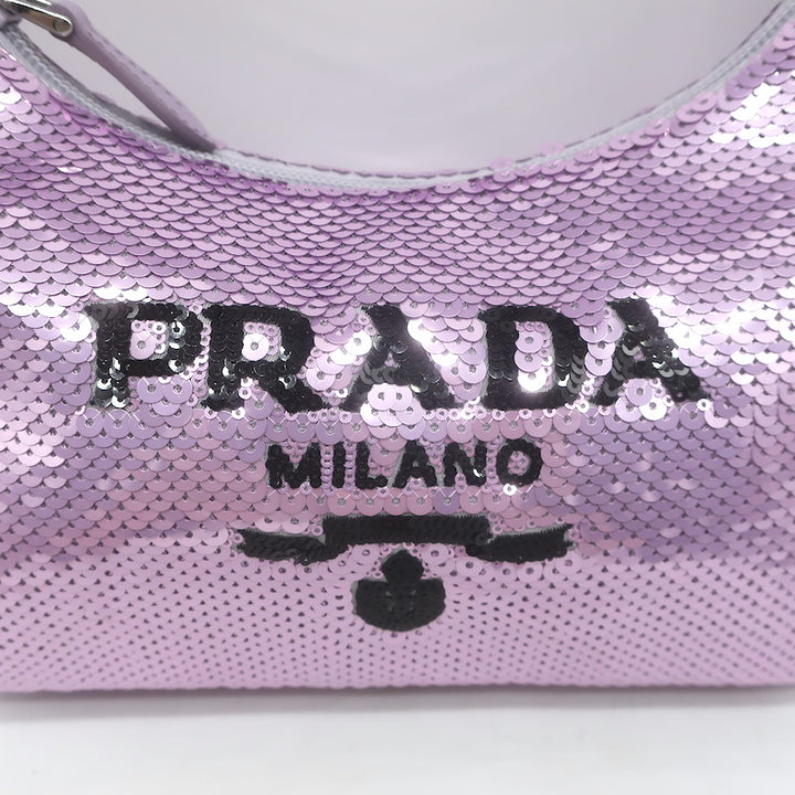 Prada Sequin Re-Edition 2000 Mini Shoulder Bag Lilac