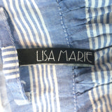 Lisa Marie Fernandez wide-sleeve striped mini dress in blue and white cotton blend, pre-owned in excellent condition.