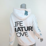 FREECITY Lets Go Zip-Up Hoodie Sweatshirt Off-White Cotton Size 2