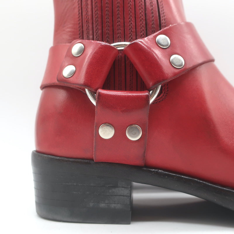 RE/DONE Cavalry Harness Boots Red Burnished Leather Size 38