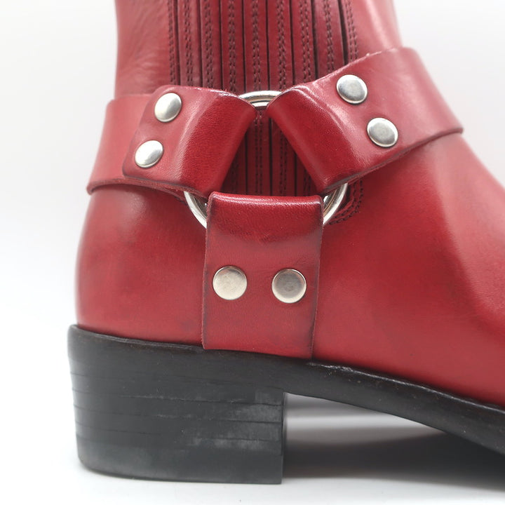 RE/DONE Cavalry Harness Boots Red Burnished Leather Size 38