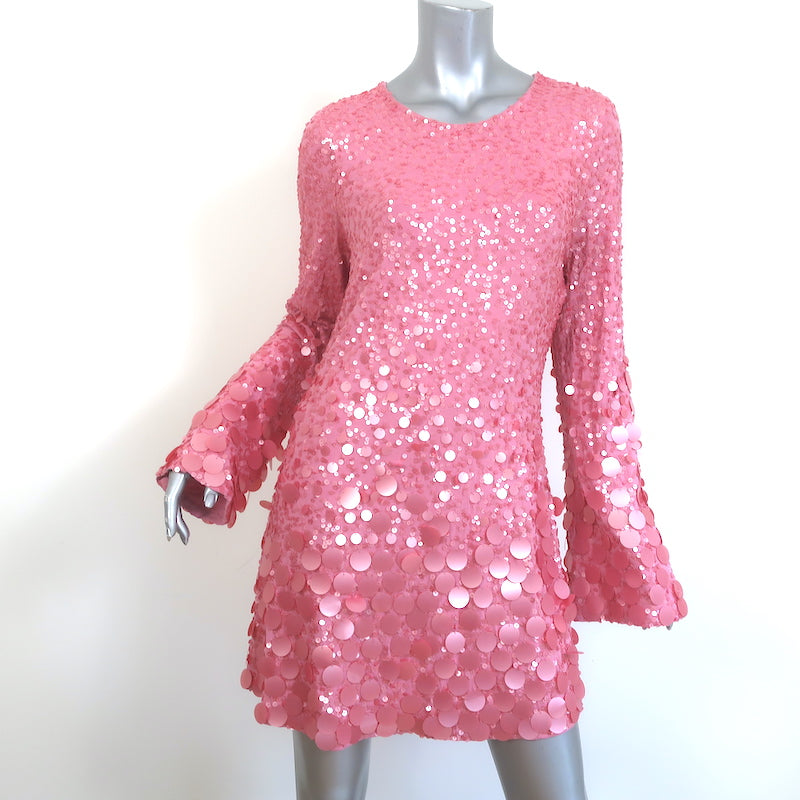 LoveShackFancy Lightning Bell Sleeve Sequined Mini Dress Pink Size Lar Celebrity Owned LoveShackFancy Lightning Bell Sleeve Sequined Mini Dress Pink Size Lar Celebrity Owned