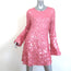 LoveShackFancy Lightning Bell Sleeve Sequined Mini Dress Pink Size Large