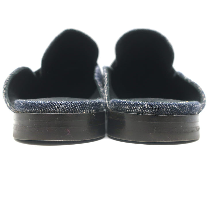 Brunello Cucinelli Monili Trim Denim Mules Blue Size 37 Flat Backless Loafers