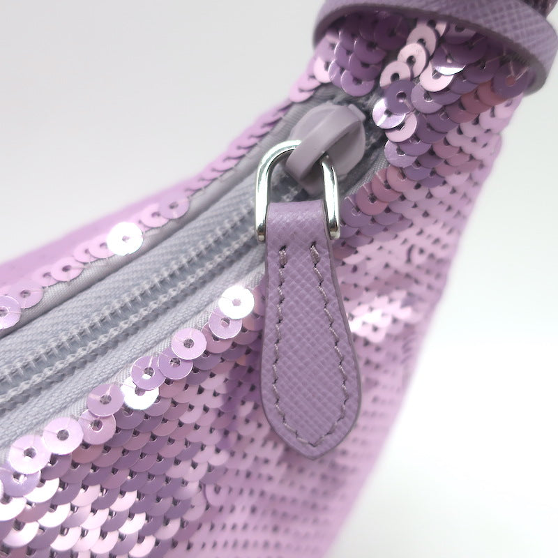 Prada Sequin Re-Edition 2000 Mini Shoulder Bag Lilac