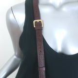 Vanessa Bruno Croc-Embossed Round Small Crossbody Bag Dark Brown Leather